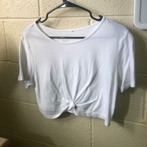 Pacsun basic white crop tee with front knot